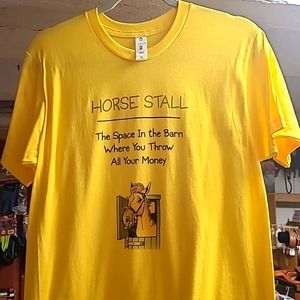 Yellow cotton t-shirt with horse print on front